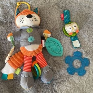 Infantino Go Gaga Playtime Pal Fox Baby Toy Lot Teether Rattle